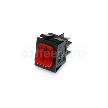 Red 2-pole luminous switch