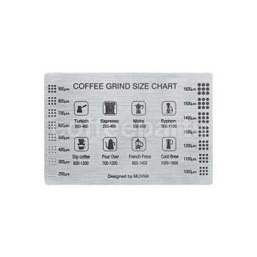 Muvna Stainless Steel Grinding Reference Card: Square Style