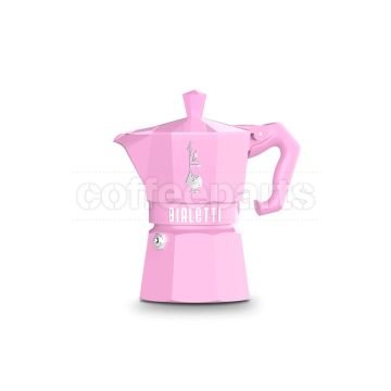 Bialetti 3 Cup Moka Exclusive: Elegant pink coffee maker design.
