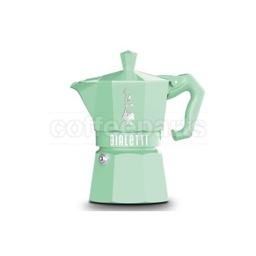 Stove top Bialetti 6 Cup Moka Coffee Maker, green color.