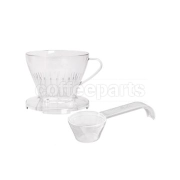 Melitta 1x2 Pour Over Plastic Dripper: Clear