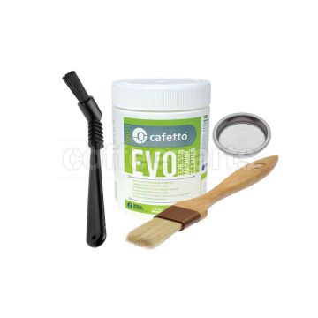 Organic EVO Cleaning Kit inc Cafetto 500g, Blind Filter, Brushes