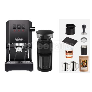 Gaggia Classic E24 / AB Grinder Espresso Machine Package: Black