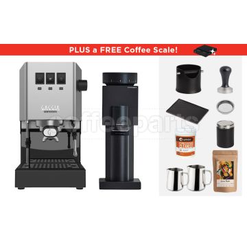 Gaggia Classic E24 / Bricks 01S Espresso Machine Package: Silver