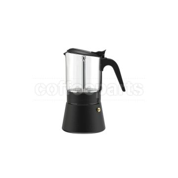 Joy Resolve ClearBrew Moka Pot Black: Elegant black finish, 240ml capacity. 
