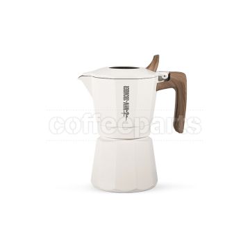 Elegant MHW Double Valve Moka Pot 180ml White design.