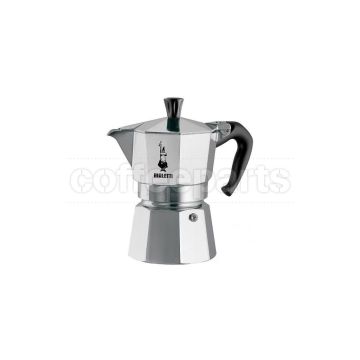 Bialetti 9 Cup Moka Express, polished metal coffee brewer.