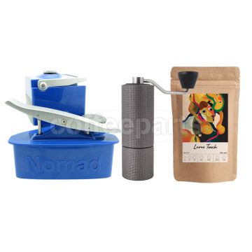 Nomad Camping kit inc Nomad, Timemore C2 Grinder and 250g Coffee: Blue