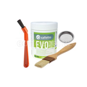 Organic Cleaning Kit inc Cafetto 500g, Blind Filter, Brushes