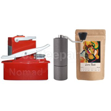 Nomad Camping kit inc Nomad, Timemore C2 Grinder and 250g Coffee: Red