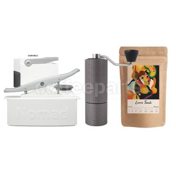 Nomad Camping kit inc Nomad, Timemore C2 Grinder and 250g Coffee: White