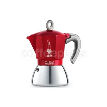 Bialetti 6 Cup Moka, stylish red coffee maker for induction