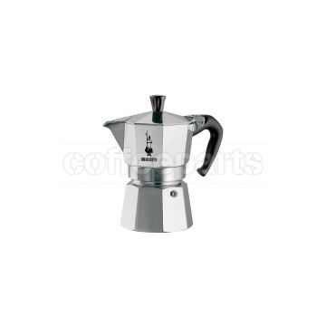 Bialetti 2 Cup Moka Express stovetop coffee maker, aluminum design.