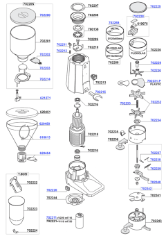 Fiorenzato - Model T80A-T80E burrs and dosage chamber parts