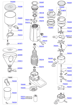 Fiorenzato - Model T80A-T80E burrs and dosage chamber parts