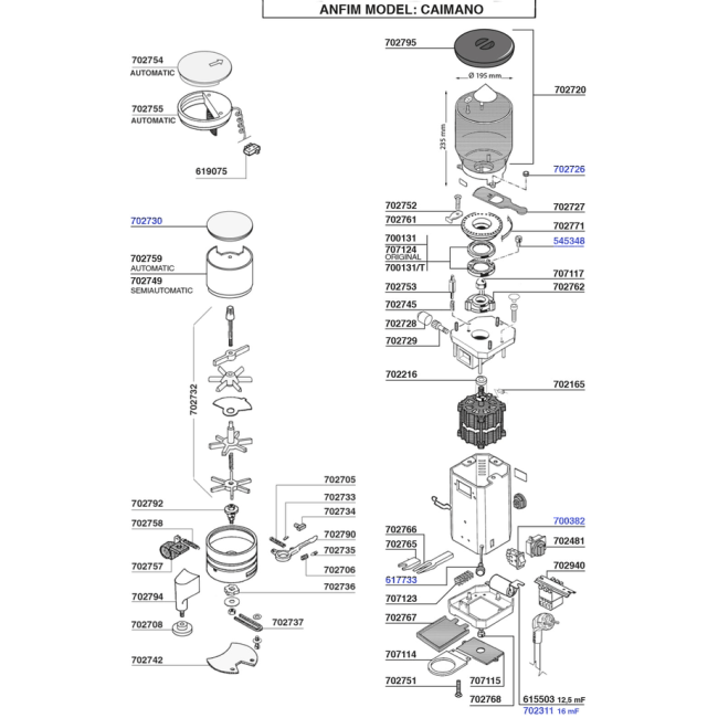 Anfim CAIMANO Grinder Parts