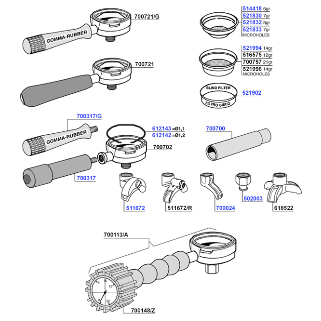 Portafilters and filter baskets