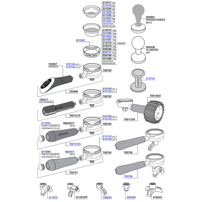Bezzera - Portafilters and filter baskets