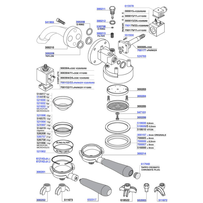 Conti - Group head solenoid operated and portafilters