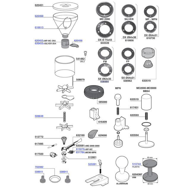 Faema - Hopper and doser parts