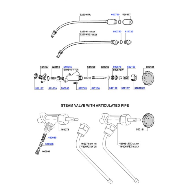 Faema - e61 steam and hot water valves