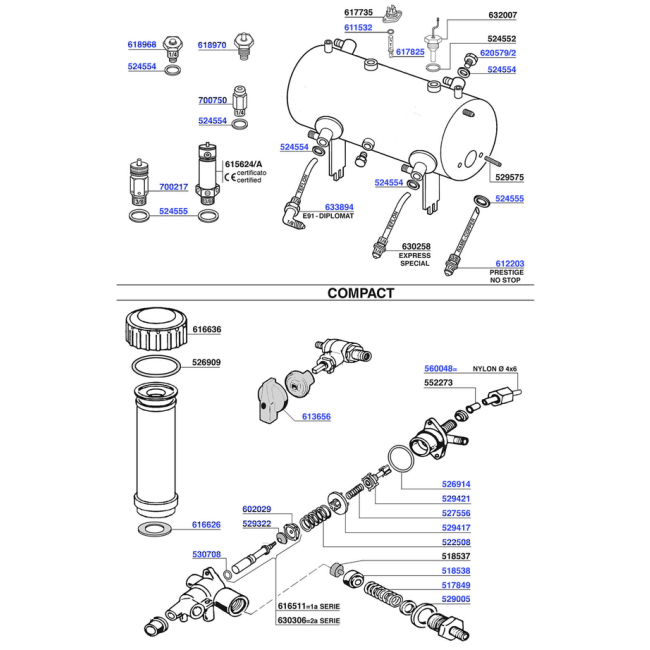Faema - Boiler components and water inlets