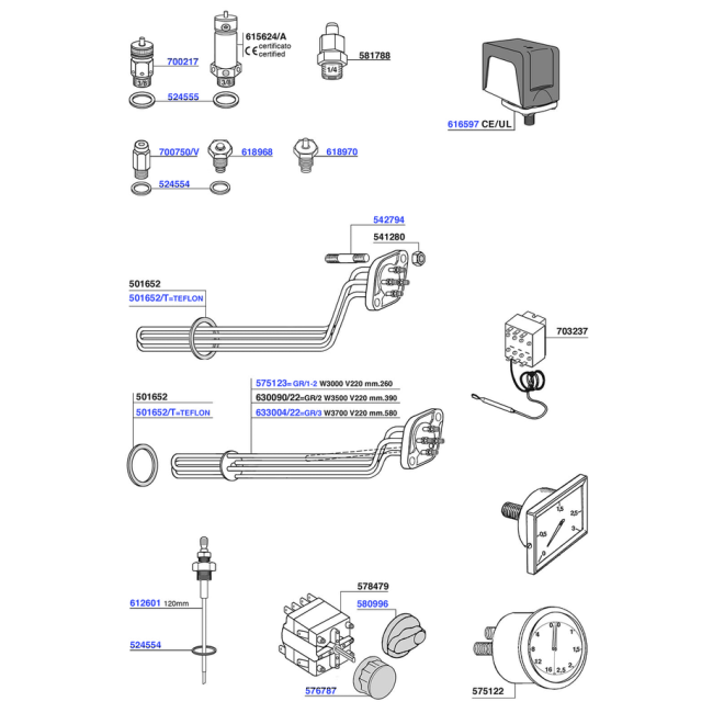 Futurmat - Elements, gauges, boiler and electrical components