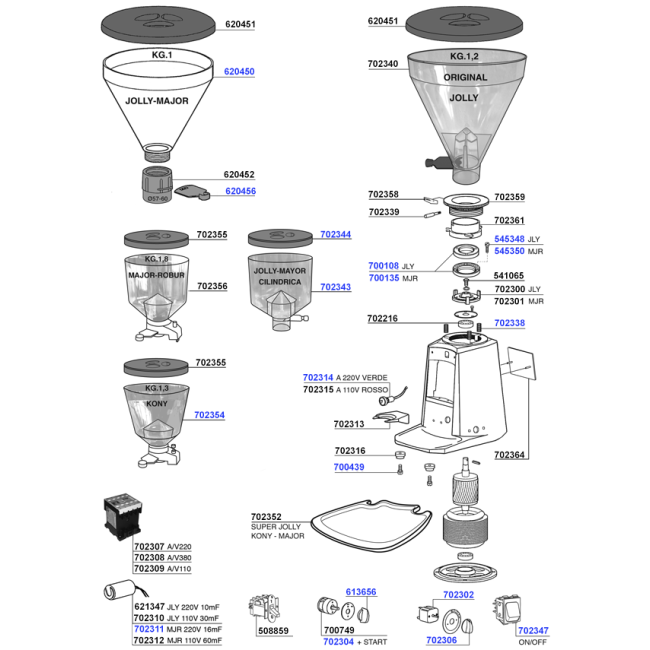 Mazzer - Hopper and main parts