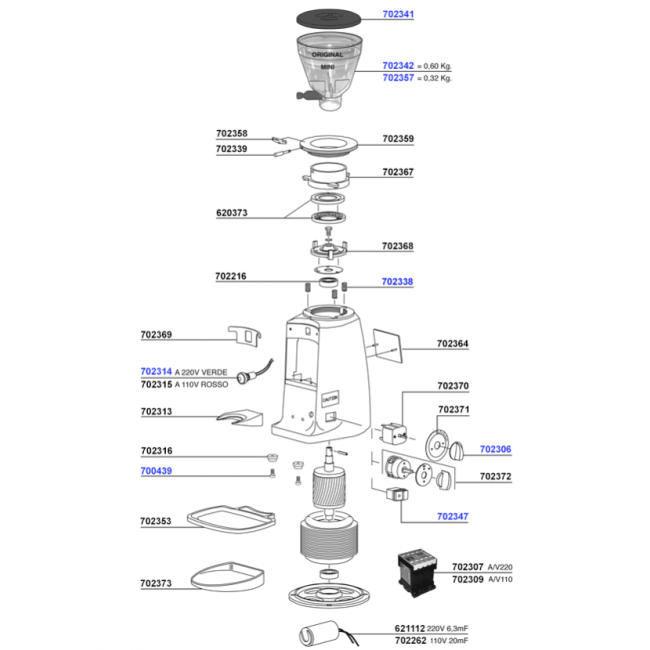 Mazzer - Mini main parts