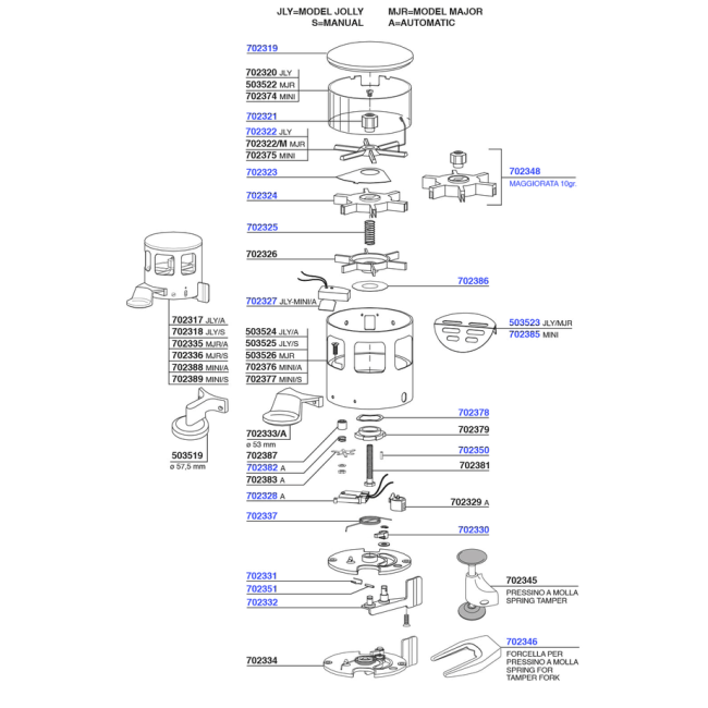 Mazzer - Manual dosage chamber parts