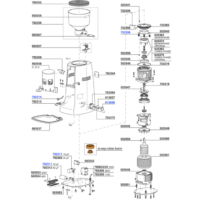 Mazzer - Manual Robur parts