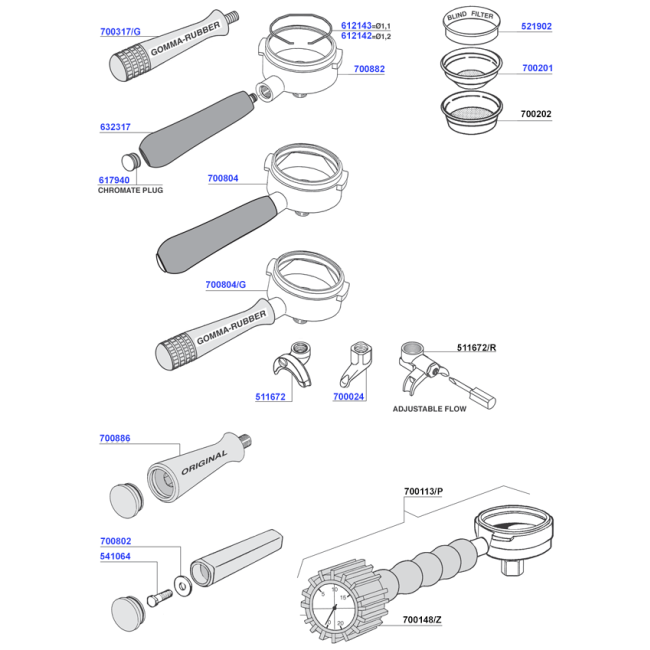 Pavoni - Portafilters and filter baskets