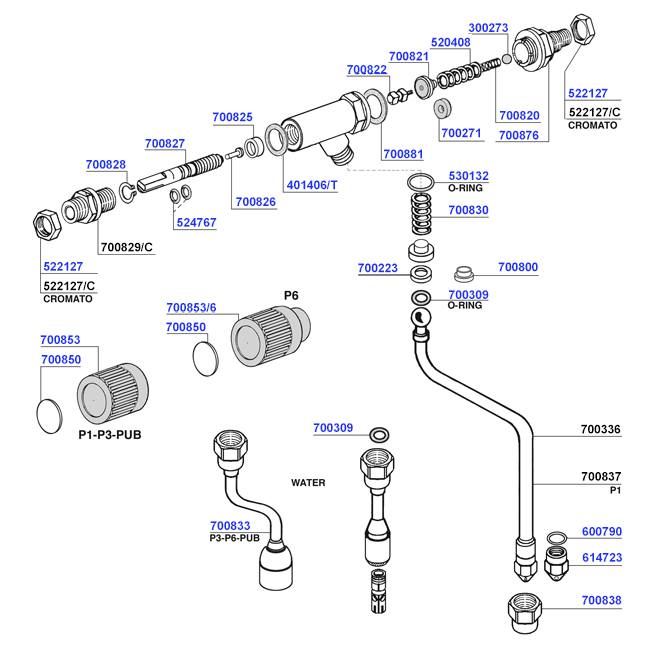 Pavoni - Steam and hot water valves