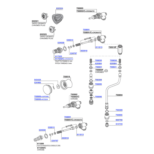 Pavoni - Steam and hot water valves