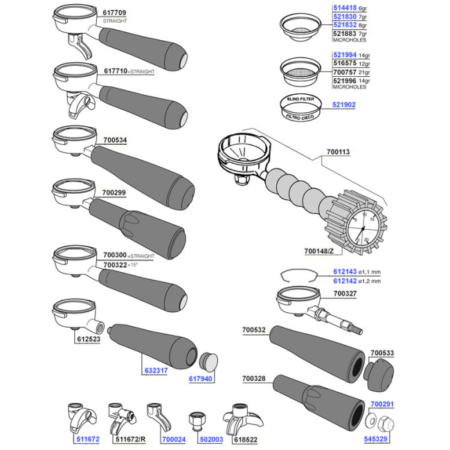 Rancilio - Portafilters and filter baskets