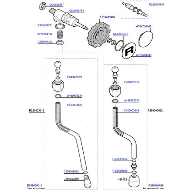 Rocket Steam and Hot Water Valves ("R" Badge Models)