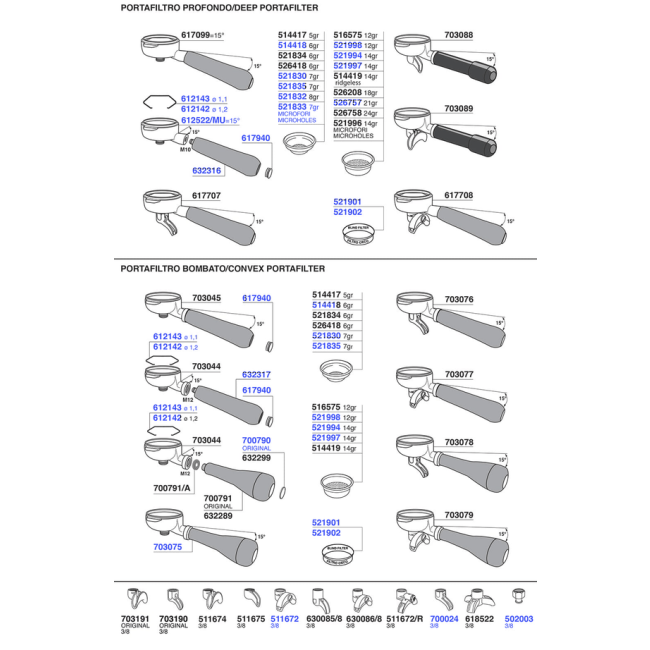 Wega - Portafilters and filter baskets