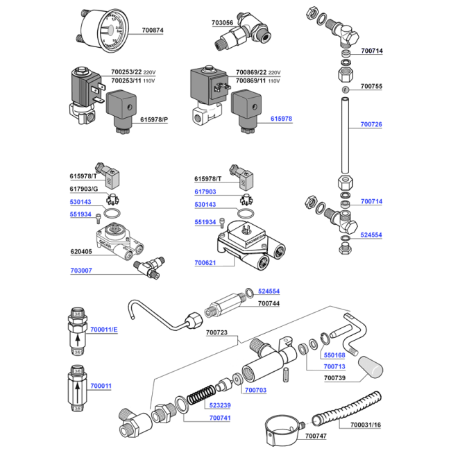 Wega - Solenoids, flowmeters, sight glass and water inlet