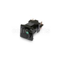 Black Bipolar Switch 16A 250V with Green Indicator — Hole 28×28mm