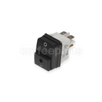 Black Bipolar Switch 16A 250V with Green LED — Mounting Hole 22×30mm