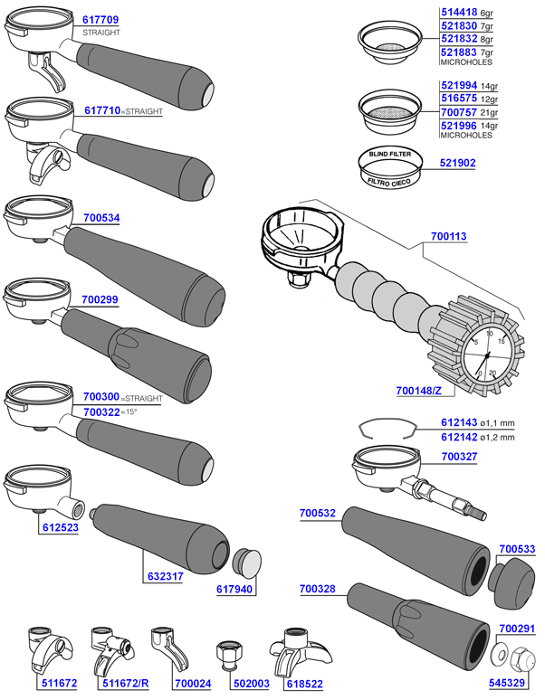 Rancilio - Portafilters and filter baskets