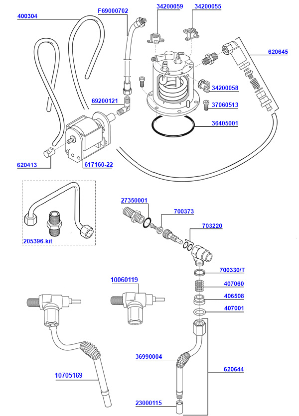 Rancilio Silvia V3/V4 Boiler, Pump and Steam Valves