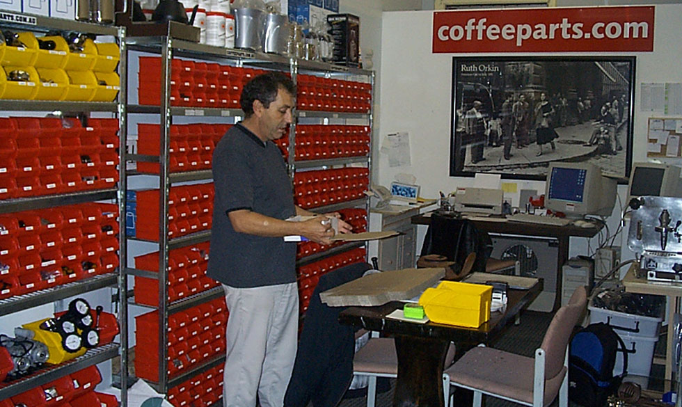 Dom Lara in the original Coffee Parts workshop